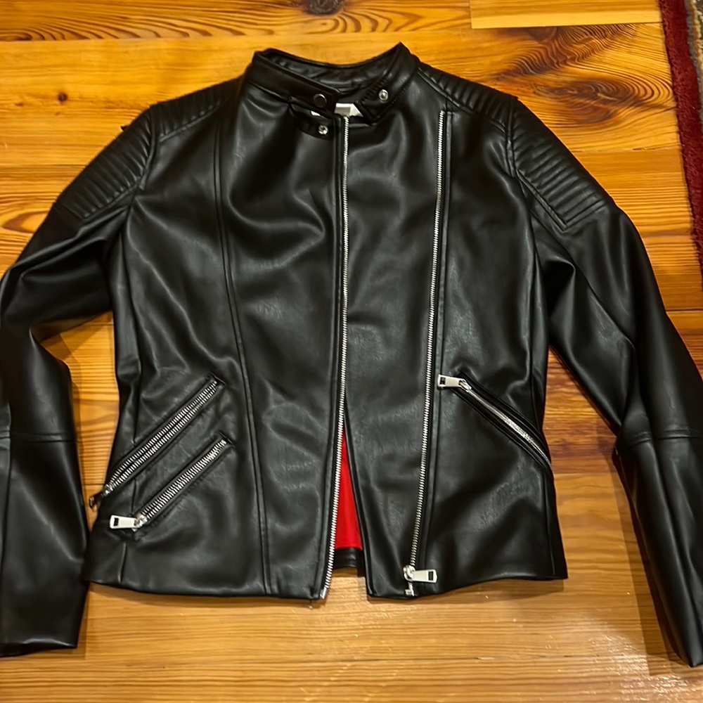 H&M black leather-like size 6 jacket